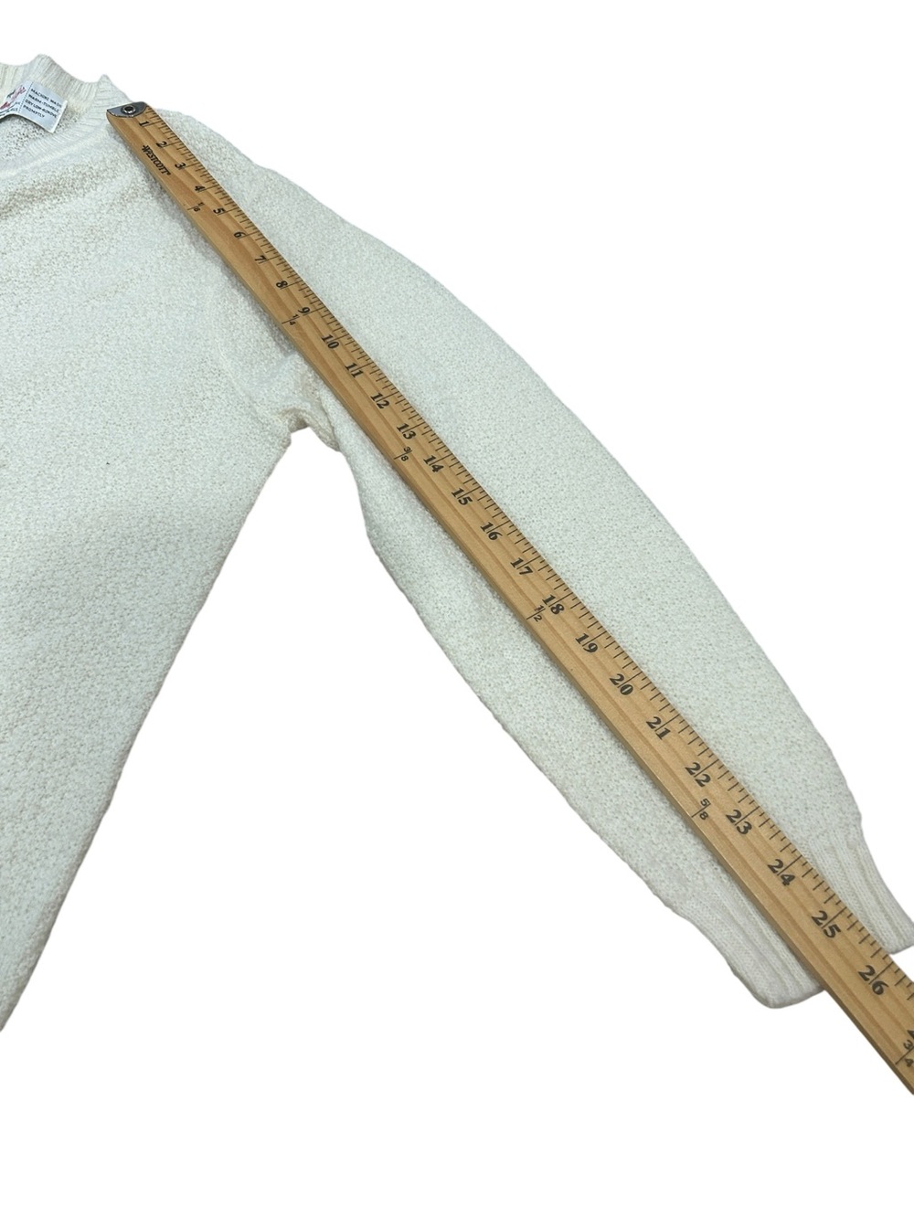 Mary Barr Vintage womens Button Up sweater Medium Ivory cottagecore knit cardi - Picture 9 of 14